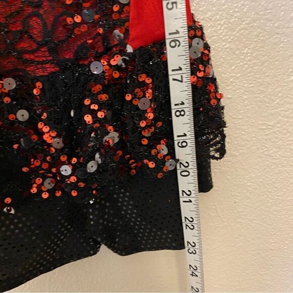 A Wish come true Dance costume red biketard full zip sequin jazz tap child IMC - Picture 3 of 8